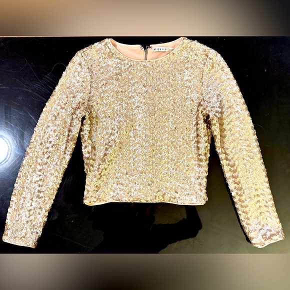 Alice + Olivia Gold Sequin Top Size 2 - Picture 1 of 4